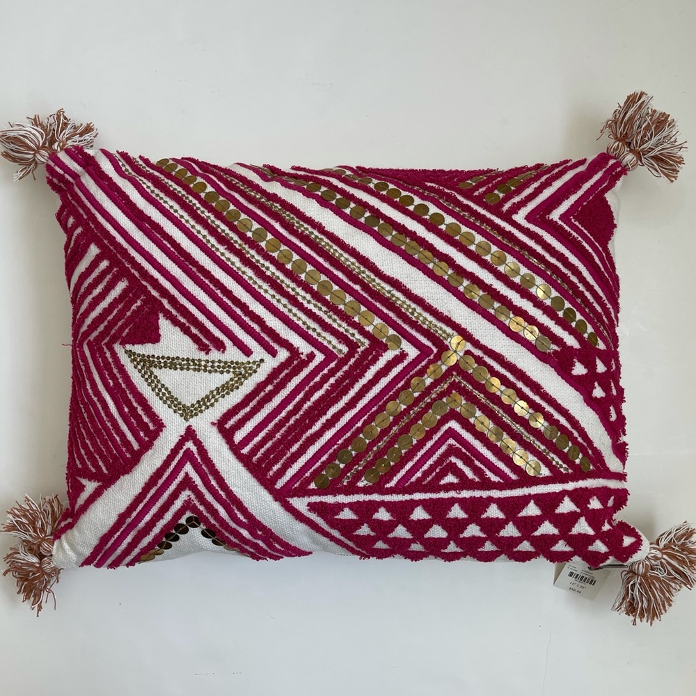 NWT 2 Anthropologie bohemian sequin pattern pillow - Picture 4 of 9